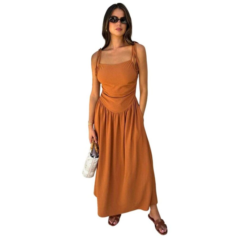 AX Paris Womens/Ladies Tie Up Strap Holiday Midi Dress / Rust